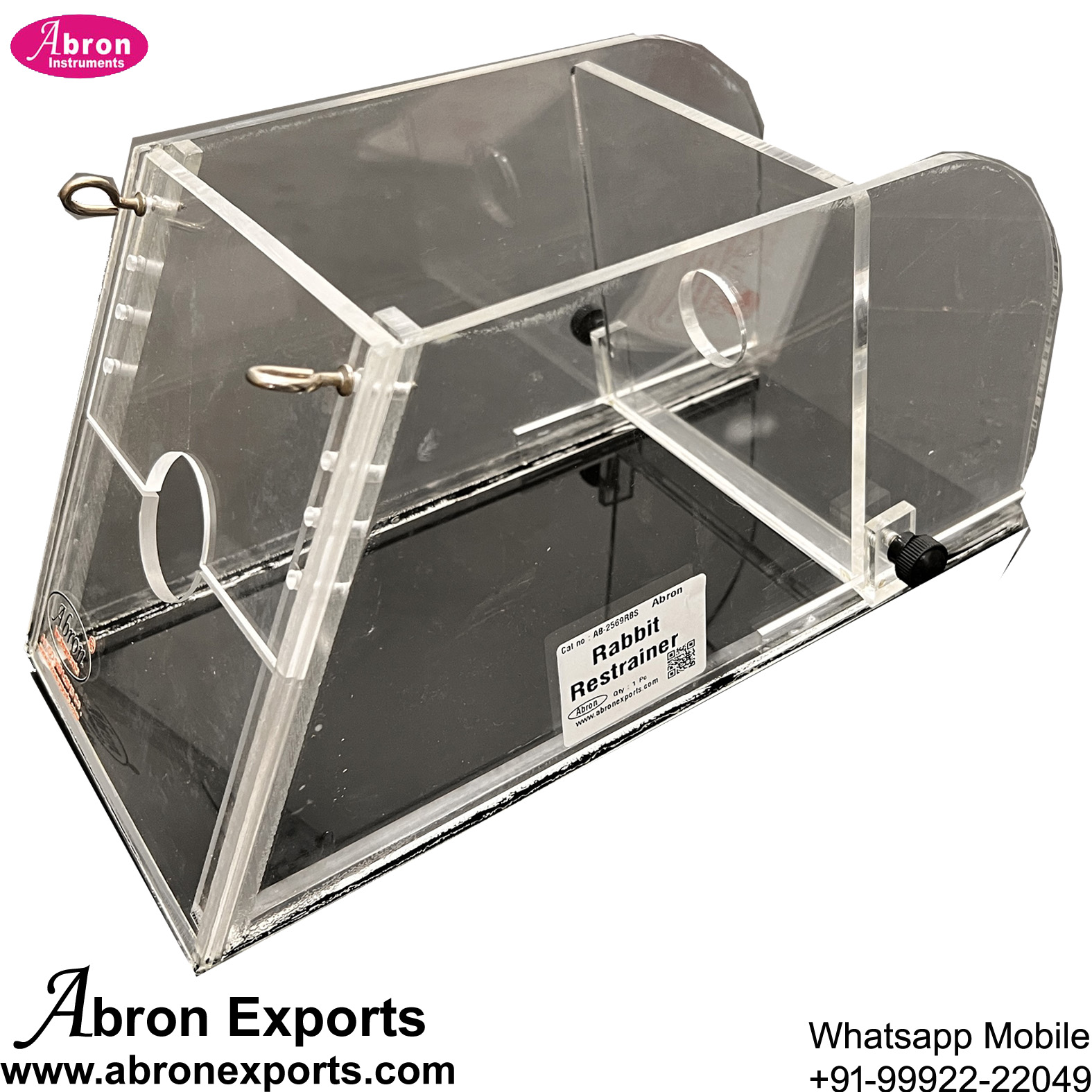 Pharmacy Rabbit Restrainer Perspex With Locking Trail Mouth Clear See Through Pharmacology Adjustable Abron AB-2569RB 